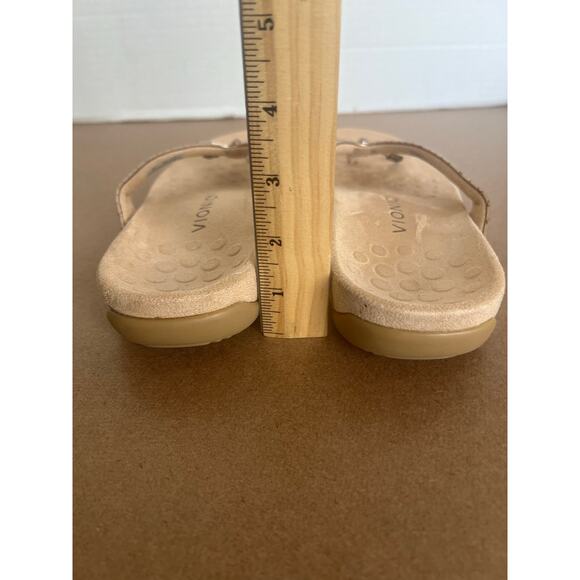 NWOT Vionic Bella Silver Metal Fabric Bow Thong Flip-Flop Comfort Sandals Sz 7 - Picture 8 of 10